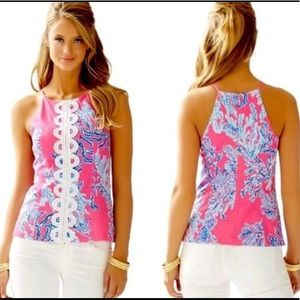 LILLY PULITZER PINK ANNABEL HALTER TOP